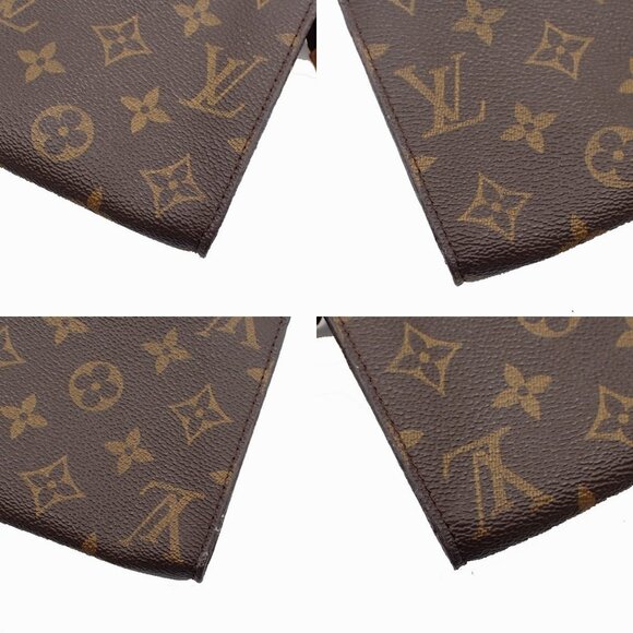 LOUIS VUITTON LV Logo Bucket GM Pouch Bag Monogram Leather Brown Gold 05CA007 - Picture 16 of 16